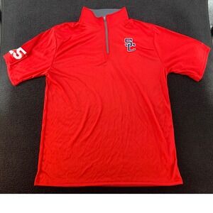 Badger Sport Red SC 25 Short Sleeve Quarter Zip Pullover Men's Athletic Shirt